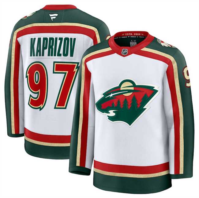 Mens Minnesota Wild #97 Kirill Kaprizov White 2025 25th Anniversary Stitched Jersey Dzhi