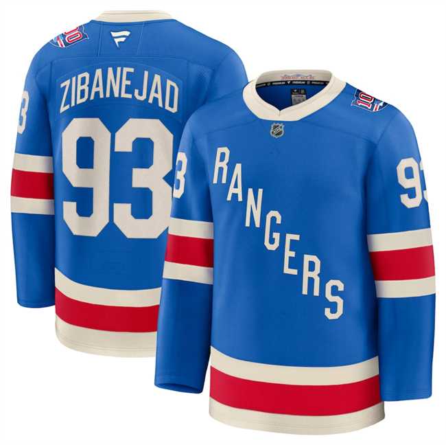 Mens New York Rangers #93 Mika Zibanejad Blue Centennial Stitched Jersey Dzhi