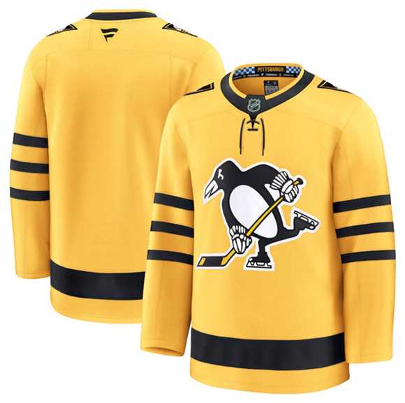 Mens Pittsburgh Penguins Blank Gold 2025 Alternate Stitched Jersey Dzhi