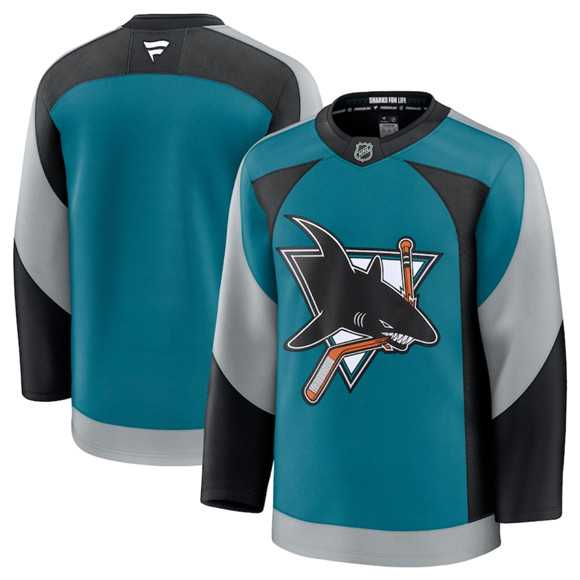 Mens San Jose Sharks Blank Teal 2025 Alternate Stitched Jersey Dzhi
