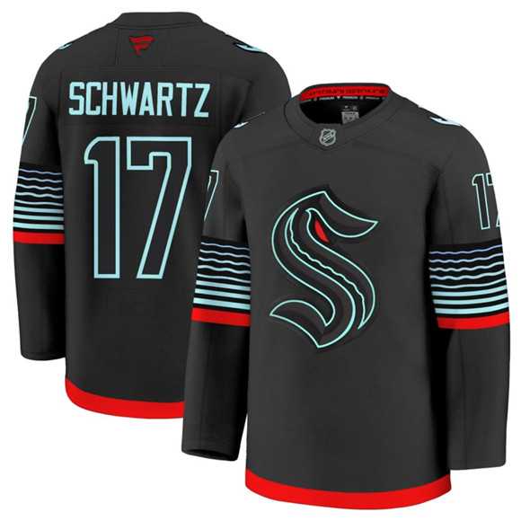 Mens Seattle Kraken #17 Jaden Schwartz Black Alternate Stitched Jersey Dzhi