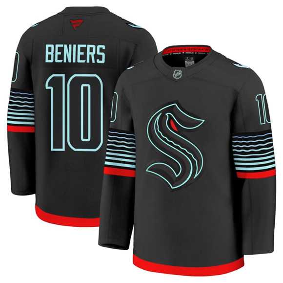 Mens Seattle Kraken #10 Matty Beniers Black Alternate Stitched Jersey Dzhi