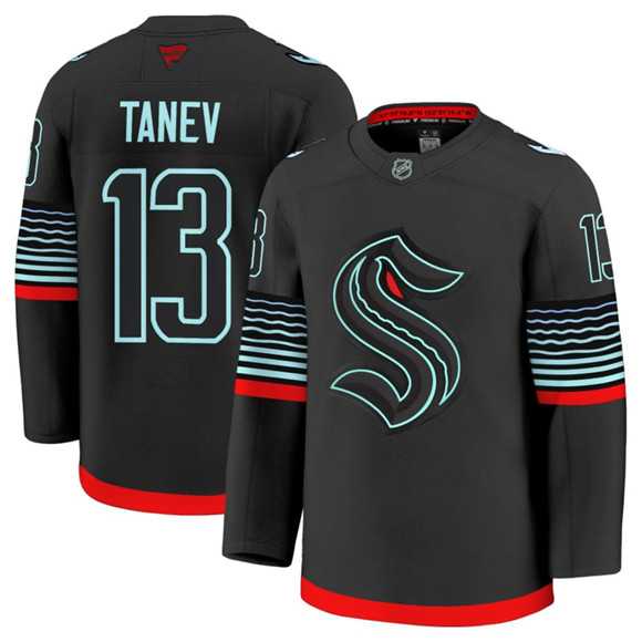 Mens Seattle Kraken #13 Brandon Tanev Black Alternate Stitched Jersey Dzhi