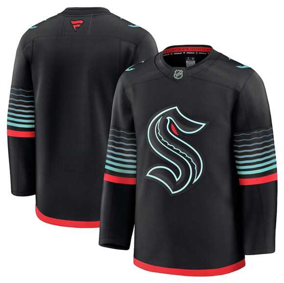 Mens Seattle Kraken Blank Black Alternate Stitched Jersey Dzhi
