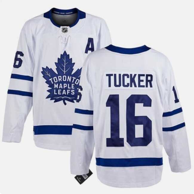 Mens Toronto Maple Leafs #16 Darcy Tucker White With A Patch Stitched Jersey Dzhi