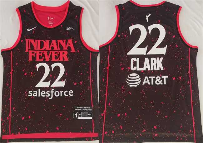 Mens Indiana Fever #22 Caitlin Clark Black Red Stitched Jersey->->