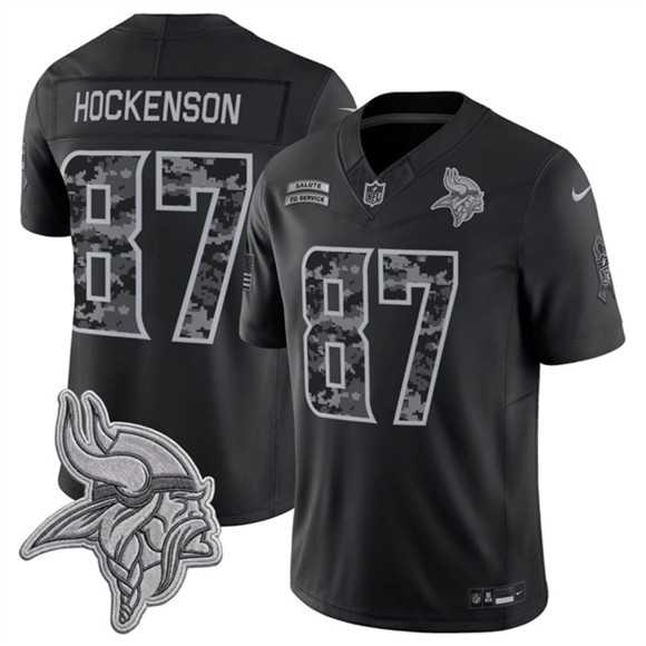 Mens Minnesota Vikings #87 T.J. Hockenson Black 2026 F.U.S.E. Salute to Service Limited Stitched Jersey