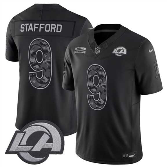 Mens Los Angeles Rams #9 Matthew Stafford Black 2026 F.U.S.E. Salute to Service Limited Stitched Jersey