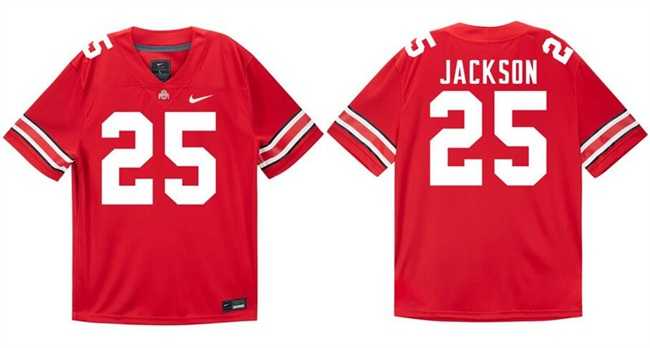 Mens Ohio State Buckeyes #25 Bo Jackson Red Stitched Football Jersey->->