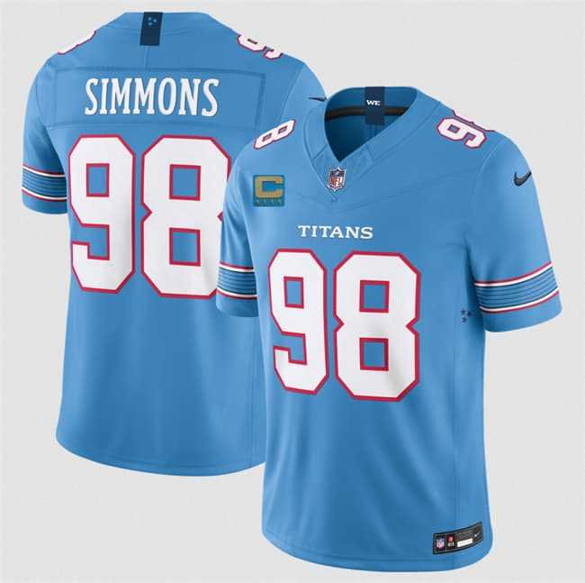 Mens Tennessee Titans #98 Jeffery Simmons Light Blue 2026 With 4-Star C Patch F.U.S.E. Vapor Limited Stitched Jersey