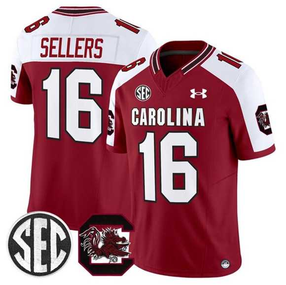 Mens South Carolina Fighting Gamecocks #16 LaNorris Sellers Garnet White 2025 F.U.S.E. Stitched Jersey Dzhi->->