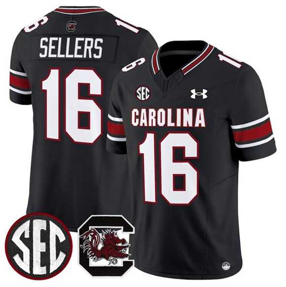 Mens South Carolina Fighting Gamecocks #16 LaNorris Sellers Black 2025 F.U.S.E. Stitched Jersey Dzhi->->