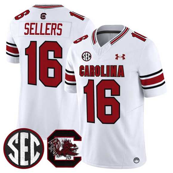 Mens South Carolina Fighting Gamecocks #16 LaNorris Sellers White 2025 F.U.S.E. Stitched Jersey Dzhi->->