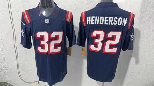 Mens New England Patriots #32 TreVeyon Henderson Navy F.U.S.E. Vapor Limited Football Stitched Jersey
