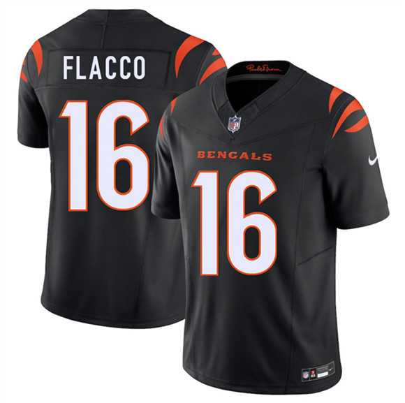 Mens Cincinnati Bengals #16 Joe Flacco Black 2025 F.U.S.E. Vapor Untouchable Limited Stitched Jersey->->