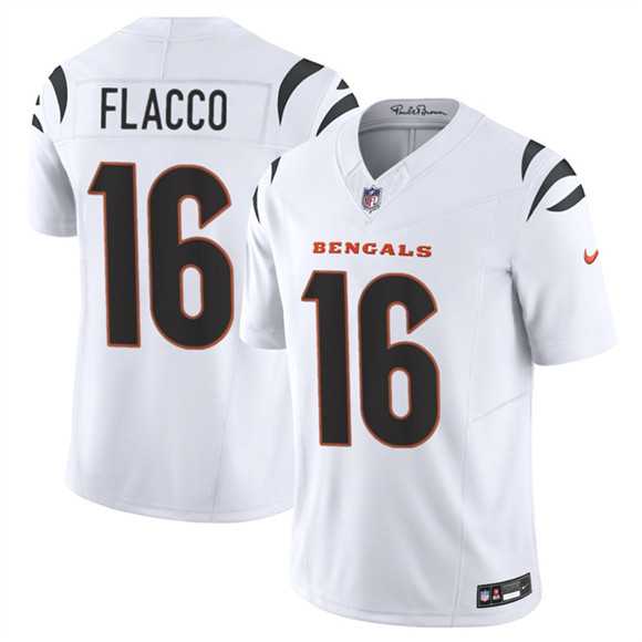 Mens Cincinnati Bengals #16 Joe Flacco White 2025 F.U.S.E. Vapor Untouchable Limited Stitched Jersey->->