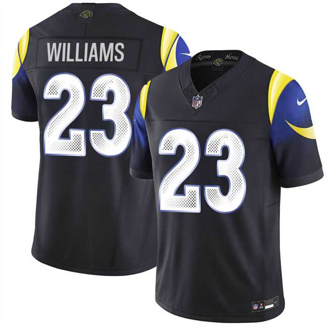Mens Los Angeles Rams #23 Kyren Williams midnight blue 2025 F.U.S.E. Rivalries Vapor Limited Stitched Jersey->->