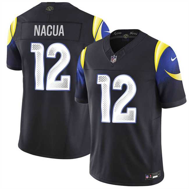 Mens Los Angeles Rams #12 Puka Nacua midnight blue 2025 F.U.S.E. Rivalries Vapor Limited Stitched Jersey->->