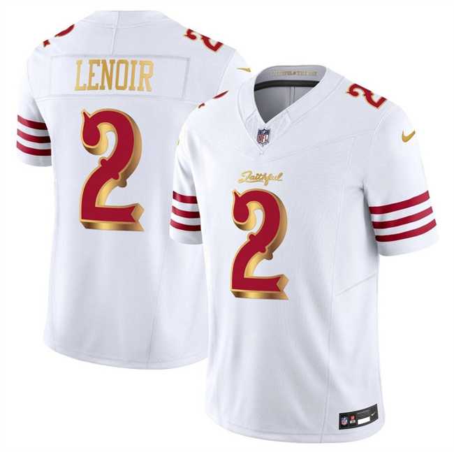 Mens San Francisco 49ers #2 Deommodore Lenoir White Gold 2025 F.U.S.E. Rivalries Vapor Limited Stitched Jersey->->