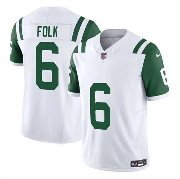 Mens New York Jets #6 Nick Folk White 2025 F.U.S.E. Classic Alternate Vapor Untouchable Limited Stitched Jersey->->