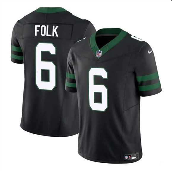 Mens New York Jets #6 Nick Folk Black 2025 F.U.S.E. Vapor Untouchable Limited Stitched Jersey->->