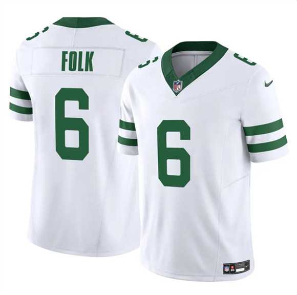 Mens New York Jets #6 Nick Folk White 2025 F.U.S.E. Vapor Untouchable Limited Stitched Jersey->->