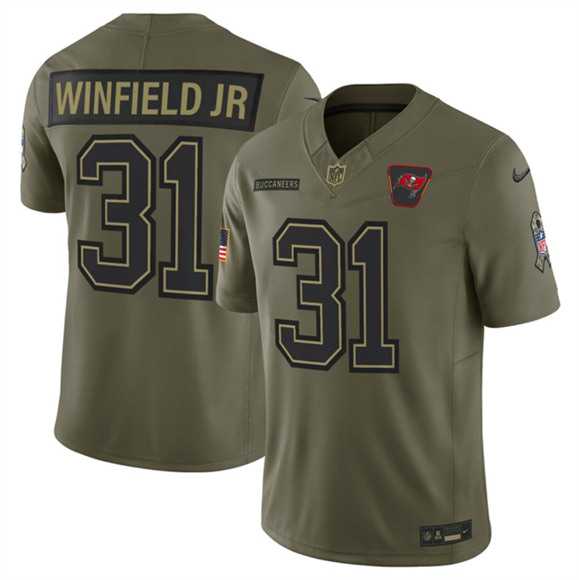 Mens Tampa Bay Buccaneers #31 Antoine Winfield Jr. Olive 2025 Salute to Service Limited Stitched Jersey Dyin->->