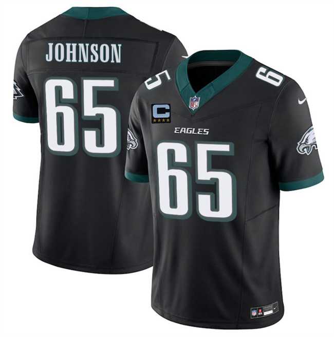Mens Philadelphia Eagles #65 Lane Johnson Black 2025 F.U.S.E. With 4-Star C Patch Vapor Untouchable Limited Stitched Jersey Dzhi
