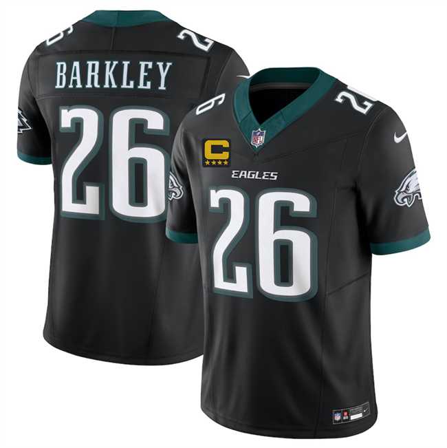 Mens Philadelphia Eagles #26 Saquon Barkley Black 2025 F.U.S.E. With 4-Star C Patch Vapor Untouchable Limited Stitched Jersey Dzhi