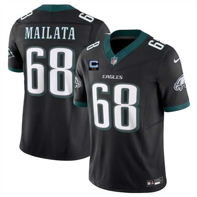 Mens Philadelphia Eagles #68 Jordan Mailata Black 2025 F.U.S.E. With 2-Star C Patch Vapor Untouchable Limited Stitched Jersey Dzhi