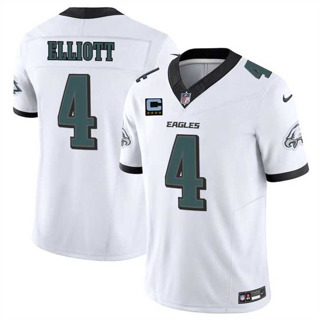 Mens Philadelphia Eagles #4 Jake Elliott White 2025 F.U.S.E. With 4-Star C Patch Vapor Untouchable Limited Stitched Jersey Dzhi