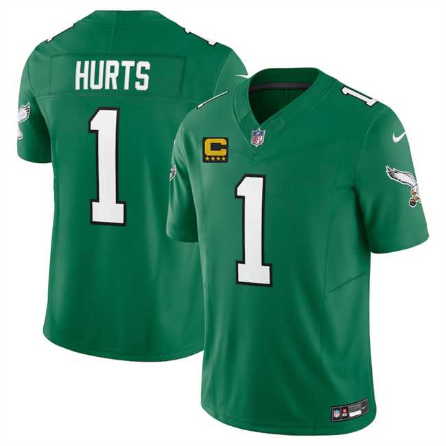 Mens Philadelphia Eagles #1 Jalen Jurts Kelly Green 2025 F.U.S.E. With 4-Star C Patch Vapor Untouchable Limited Throwback Stitched Jersey Dzhi