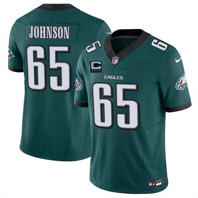 Mens Philadelphia Eagles #65 Lane Johnson Green 2025 F.U.S.E. With 4-Star C Patch Vapor Untouchable Limited Stitched Jersey Dzhi