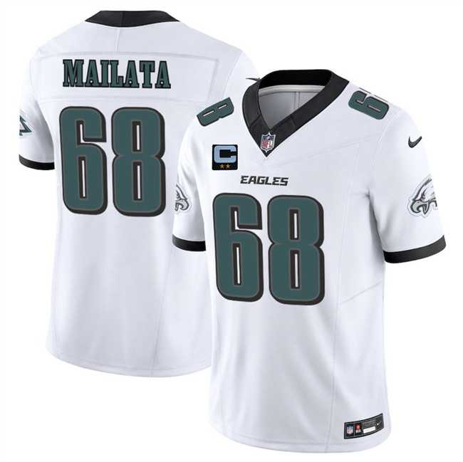 Mens Philadelphia Eagles #68 Jordan Mailata White 2025 F.U.S.E. With 2-Star C Patch Vapor Untouchable Limited Stitched Jersey Dzhi
