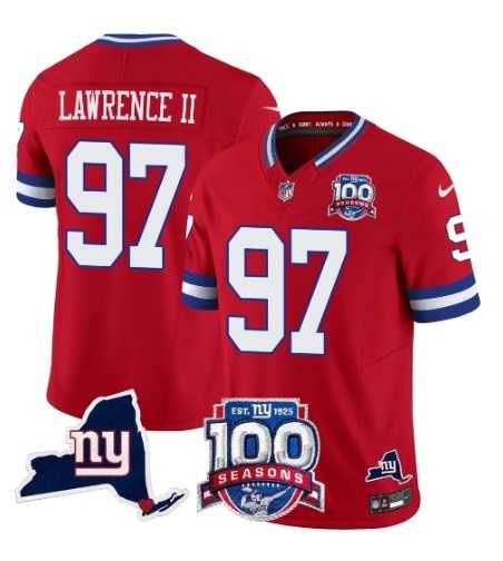 Men & Women & Youth New York Giants #97 Dexter Lawrence II Red 2025 F.U.S.E. 100th Season & State Patch Vapor Limited Stitched Jersey