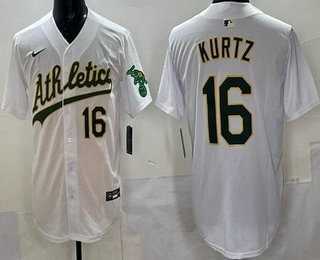 Mens Oakland Athletics #16 Nick Kurtz White Limited Jersey