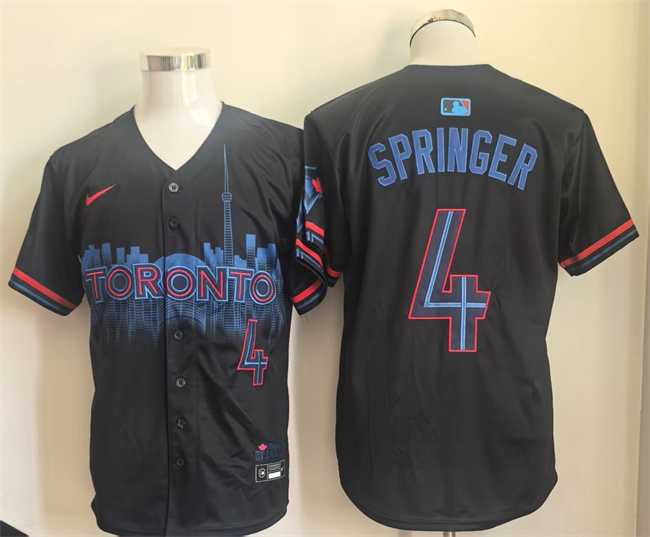 Mens Toronto Blue Jays #4 George Springer Navy 2024 City Connect Limited Stitched Baseball Jersey