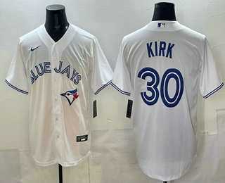 Mens Toronto Blue Jays #30 Alejandro Kirk White Cool Base Jersey