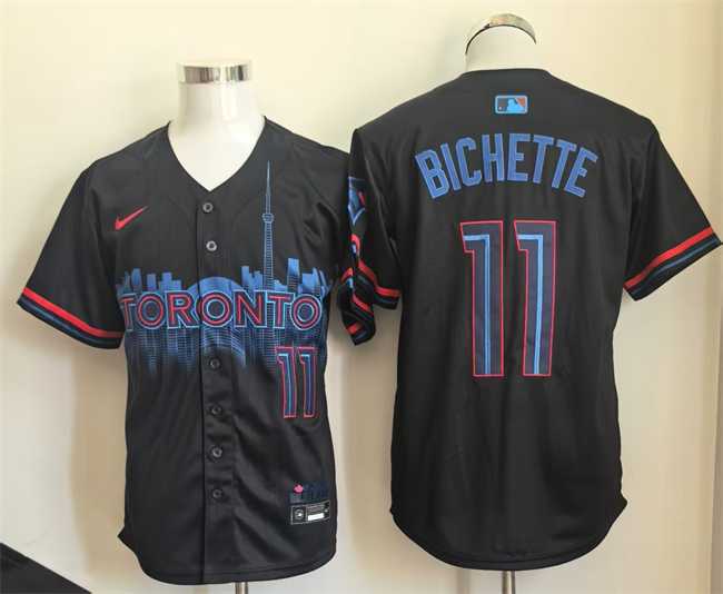 Mens Toronto Blue Jays #11 Bo Bichette Navy 2024 City Connect Limited Stitched Baseball Jersey