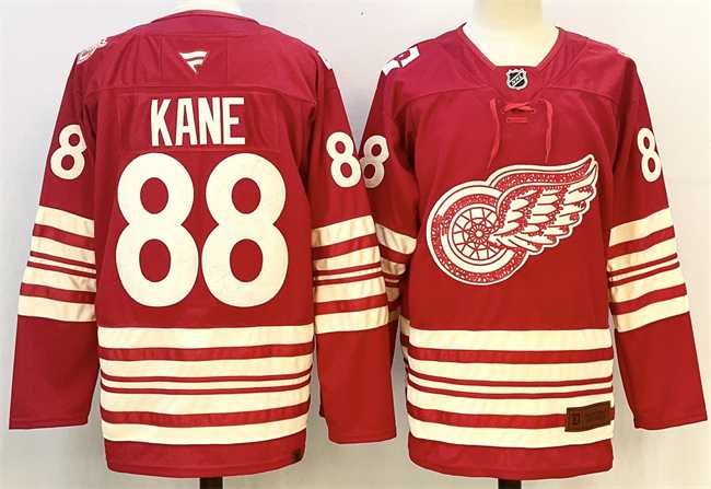 Mens Detroit Red Wings #88 Patrick Kane Red 2025-26 Centennial Premium Stitched Jersey