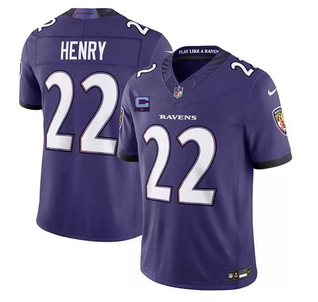 Mens Baltimore Ravens #22 Derrick Henry Purple 2026 With 1-Star C Patch F.U.S.E. Vapor Limited Stitched Jersey