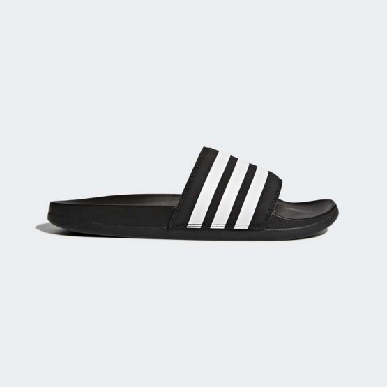 Womens Core Black/White Adidas Adilette Cloudfoam Plus Stripes Slides Training Shoes 708HIFMV