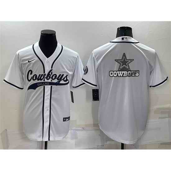 Men Dallas Cowboys White Team Big Logo With Patch Cool Base Stitched Baseb