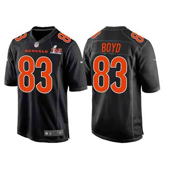 Men Cincinnati Bengals #83 Tyler Boyd 2022 Black Super Bowl LVI Game Stitched Jersey