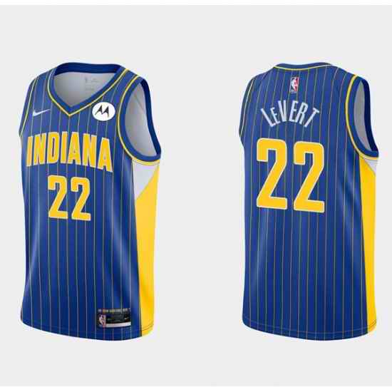 Men Indiana Pacers 22 Caris LeVert 2020 #21 Blue City Edition Swingman Stitched Jersey