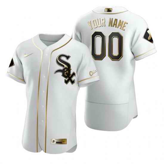 Men Women Youth Toddler Chicago ??hite Sox White Gold Custom Nike MLB Flex Base Jersey