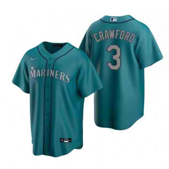 Men Seattle Mariners #3 J P  Crawford Aqua Cool Base Stitched Jersey