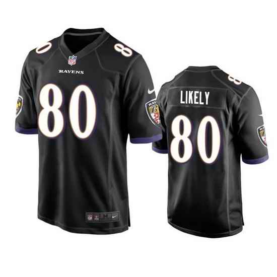 Men Baltimore Ravens #80 Isaiah Likely Black Game Jersey