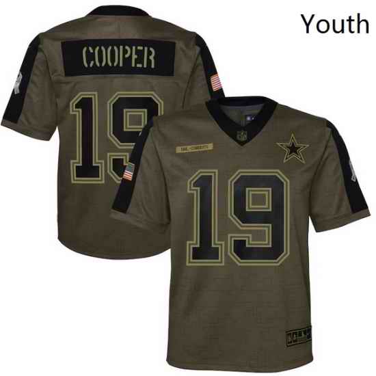 Youth Dallas Cowboys Amari Cooper Nike Olive 2021 Salute To Service Game Jersey