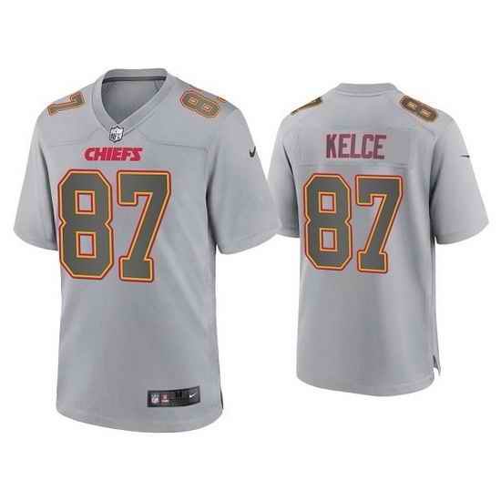 Men Kansas City Chiefs #87 Travis KelceGrey Atmosphere Fashion Stitched Game Jersey